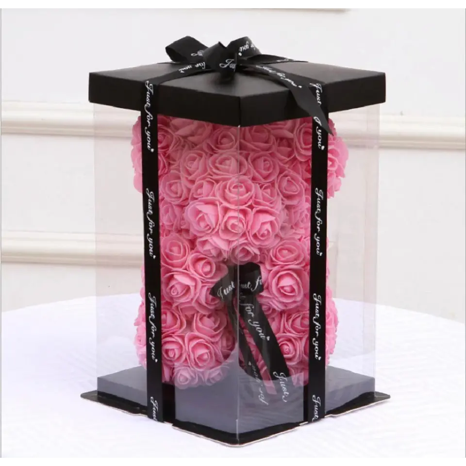 Oso De Rosa Artificial + Caja Amor San Valentin
