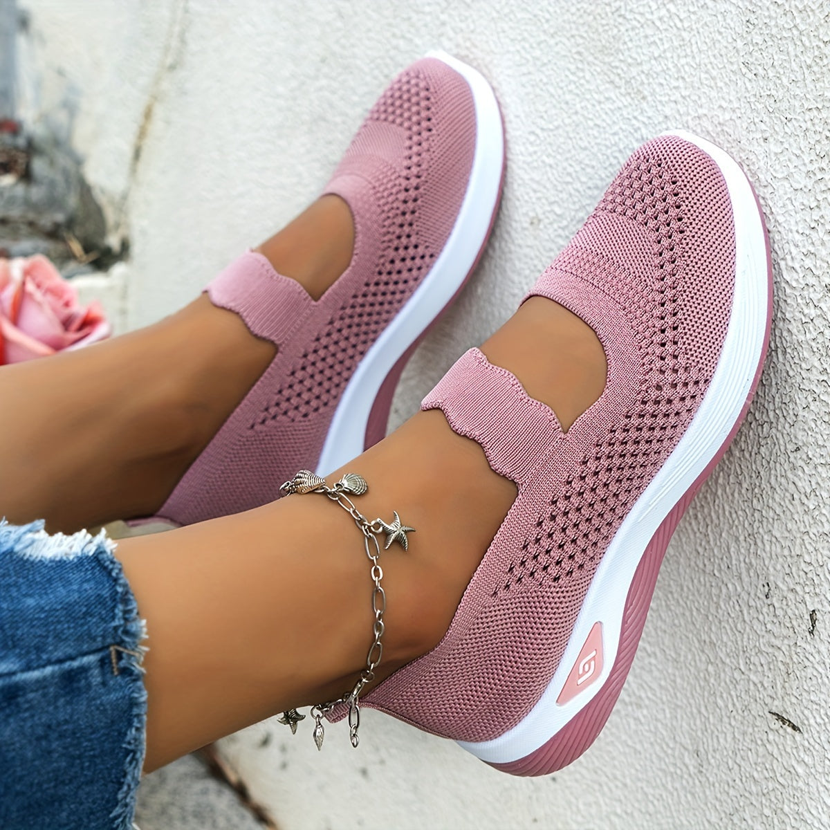 Zapatos deportivos ligeros y transpirables para mujer, zapatos para caminar con amortiguación y resistentes al desgaste, zapatos casuales y cómodos sin cordones.