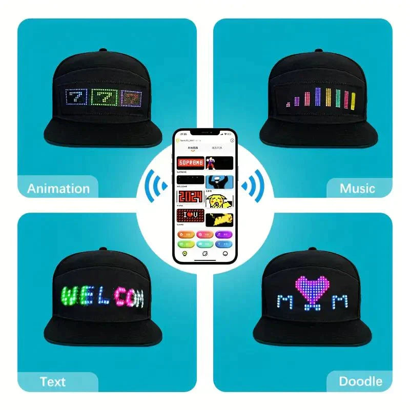 Gorra con Pantalla LED Personalizable Bluethoot GLOW-CAP™