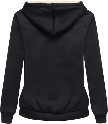 SWISSWELL Sudaderas con capucha para mujer, forro polar de invierno, con cremallera completa, forro de sherpa grueso