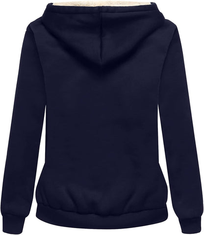 SWISSWELL Sudaderas con capucha para mujer, forro polar de invierno, con cremallera completa, forro de sherpa grueso