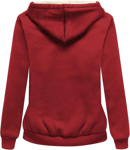 SWISSWELL Sudaderas con capucha para mujer, forro polar de invierno, con cremallera completa, forro de sherpa grueso