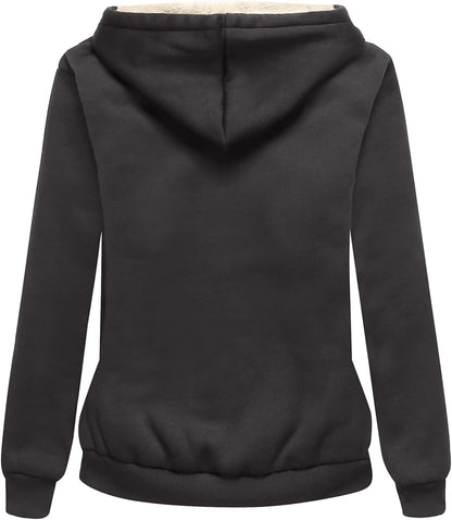 SWISSWELL Sudaderas con capucha para mujer, forro polar de invierno, con cremallera completa, forro de sherpa grueso