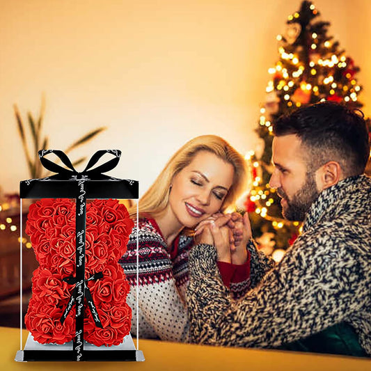 Oso De Rosa Artificial + Caja Amor San Valentin