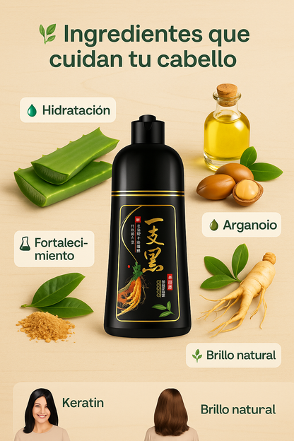 Cambia tu look en minutos - Shampoo Tinte Instantaneo Cubre Canas Natural 500 ML