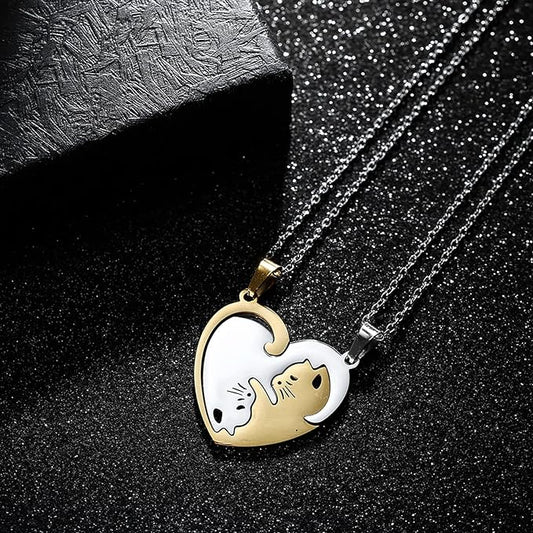 Collar De Pareja De Acero - Love Cat