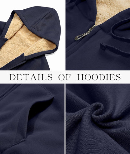 SWISSWELL Sudaderas con capucha para mujer, forro polar de invierno, con cremallera completa, forro de sherpa grueso