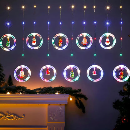 🌟🎄 Cortina de Navidad New York - Aros y Figuras 🎄🌟