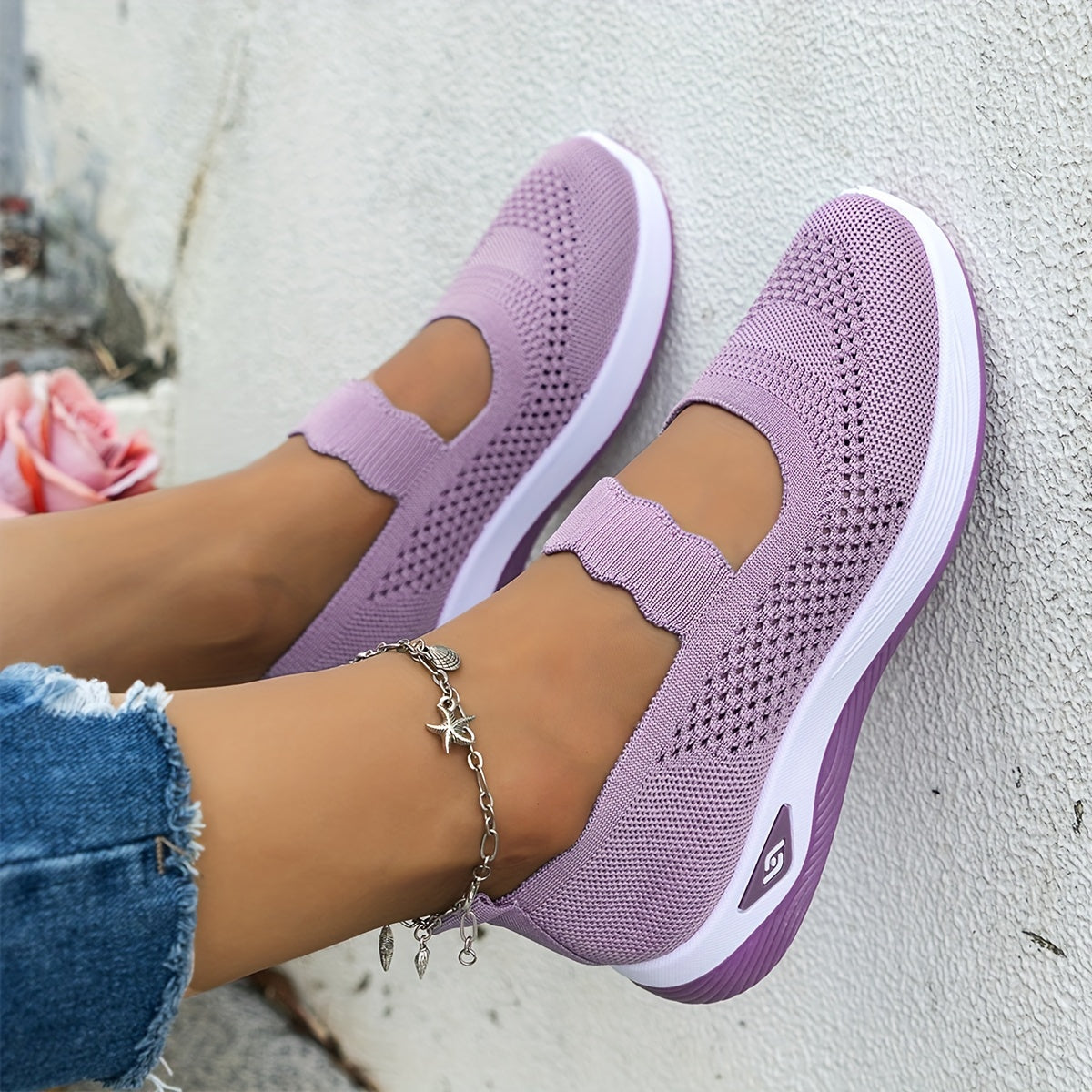 Zapatos deportivos ligeros y transpirables para mujer, zapatos para caminar con amortiguación y resistentes al desgaste, zapatos casuales y cómodos sin cordones.