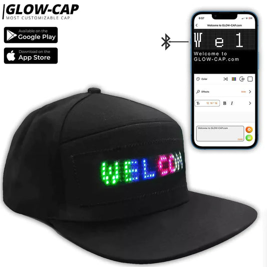 Gorra con Pantalla LED Personalizable Bluethoot GLOW-CAP™