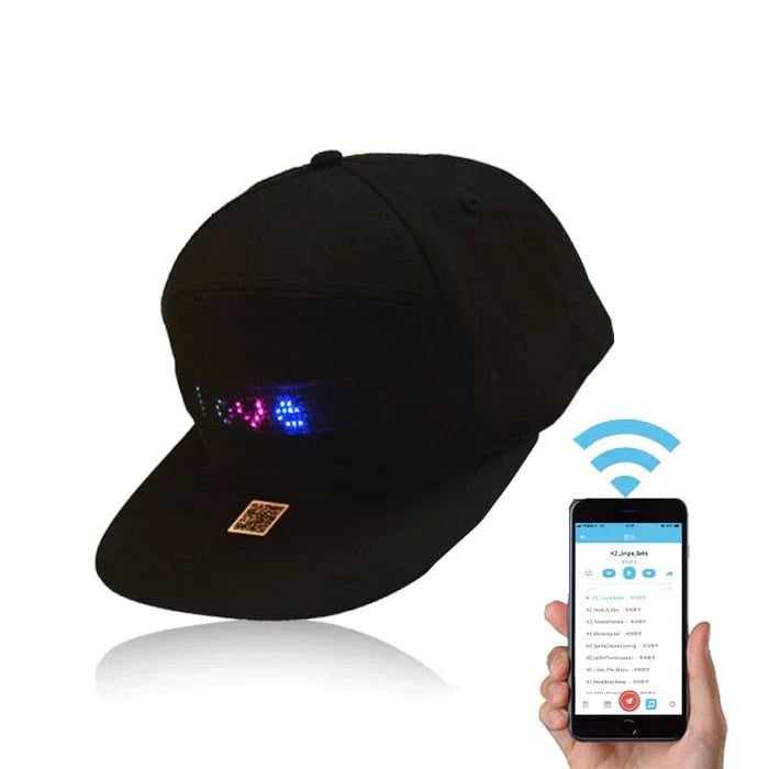 Gorra con Pantalla LED Personalizable Bluethoot GLOW-CAP™